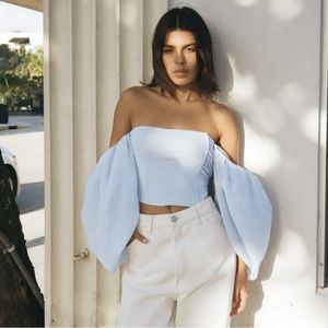 Zara Corset Exaggerated Sleeve Off the Shoulder Top
